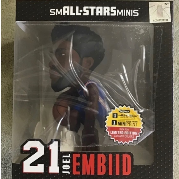 💋 New 2022 NBA SMALL-STARS Joel Embiid #21, 6" Blue Uniform Figure - Picture 4 of 6